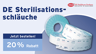 Sterilisationsschlaeuche , mit Indikator, für Gas- und Dampfsterilisation, Rolle 200Meter, de healthcare, sterifolie, sterilisationsfolie